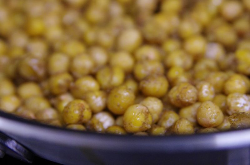 Crispy roasted chickpeas seasoned with spices