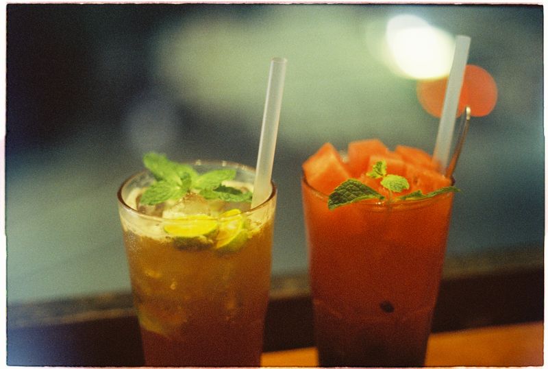 Sparkling watermelon agua fresca with mint
